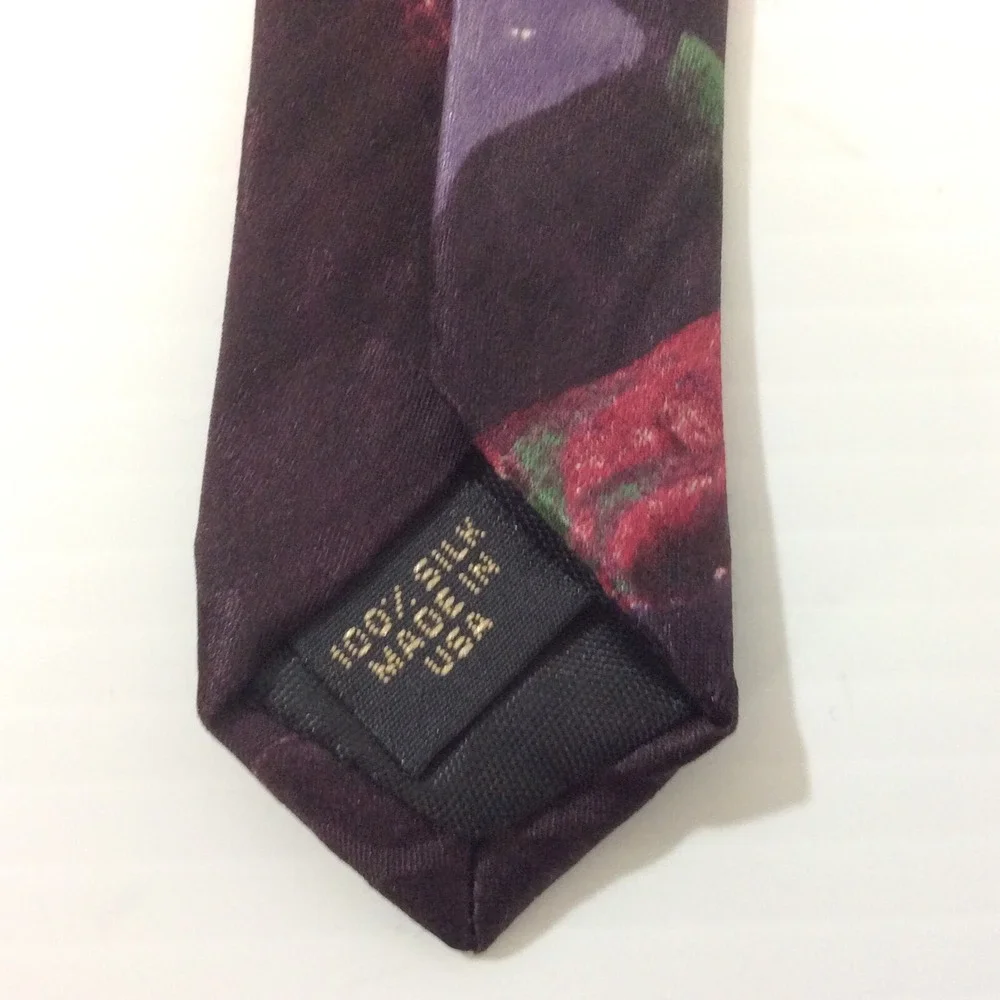 STRUCTURE Mens Necktie Tie Silk Italian Red Purple Green USA 3.75 in width